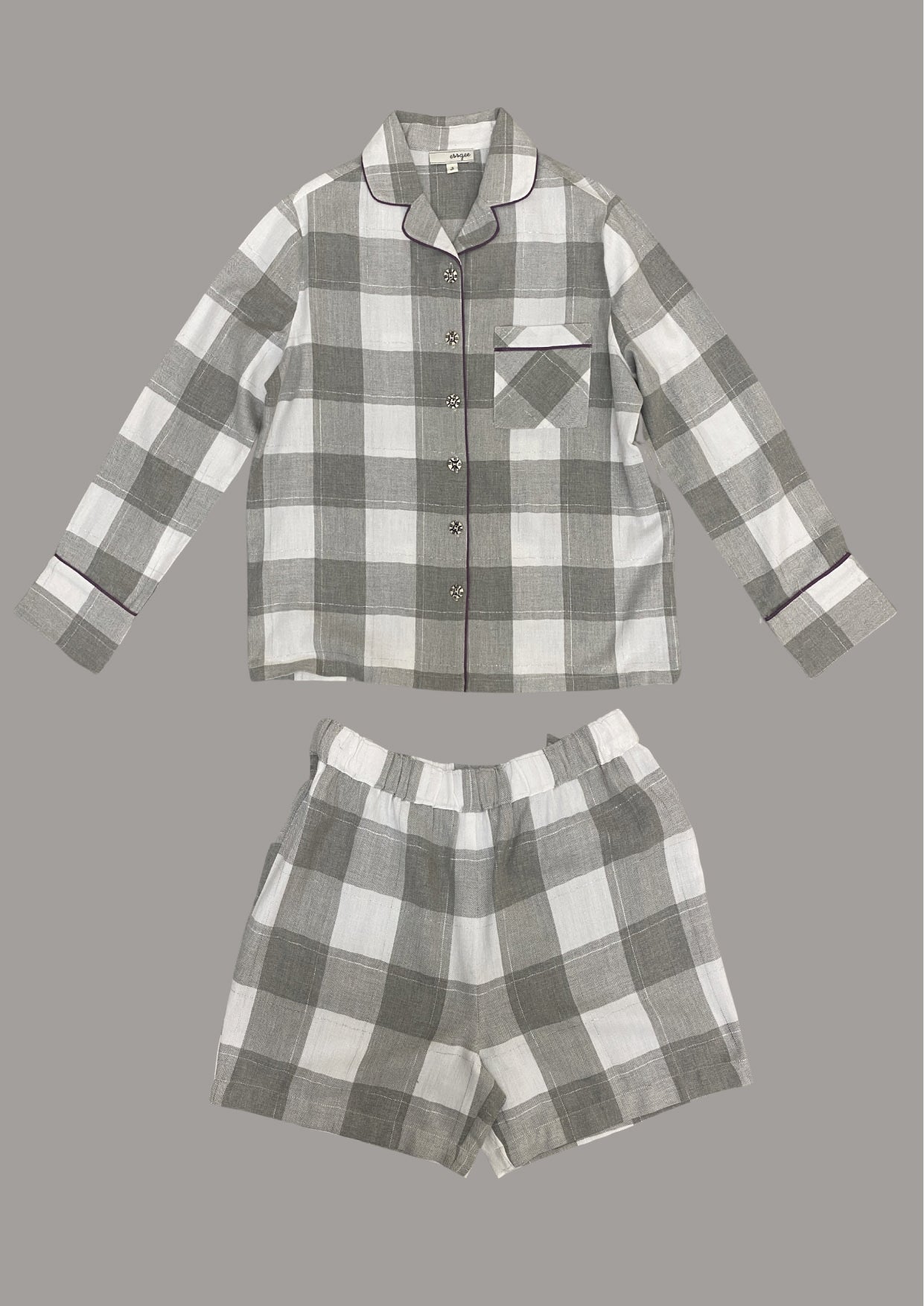 WHITE AND GREY SNOW FLANNEL SLEEP SUIT