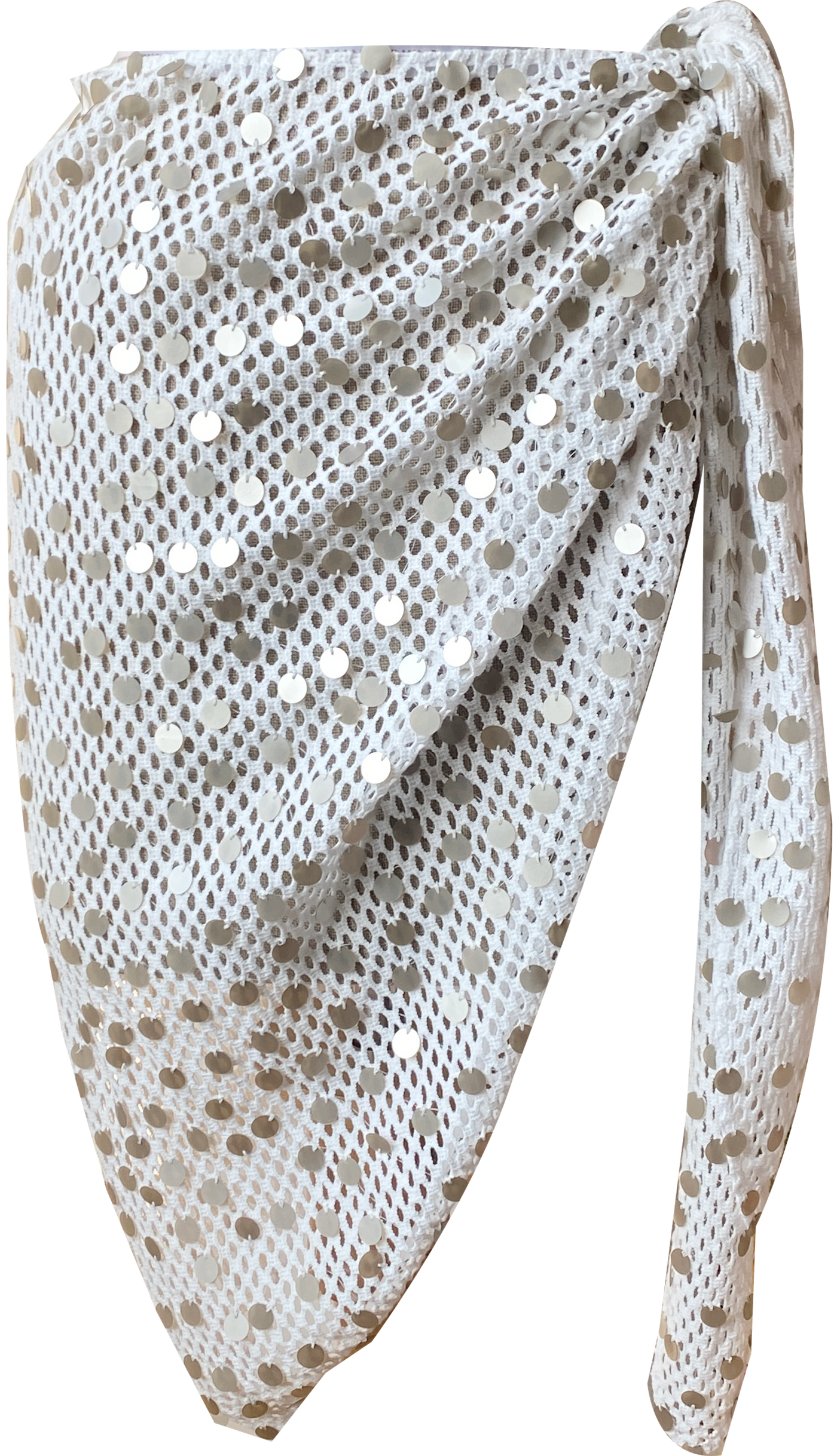 EVE MESH PAREO -  WHITE SEQUIN