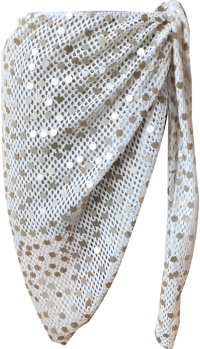 EVE MESH PAREO -  WHITE SEQUIN