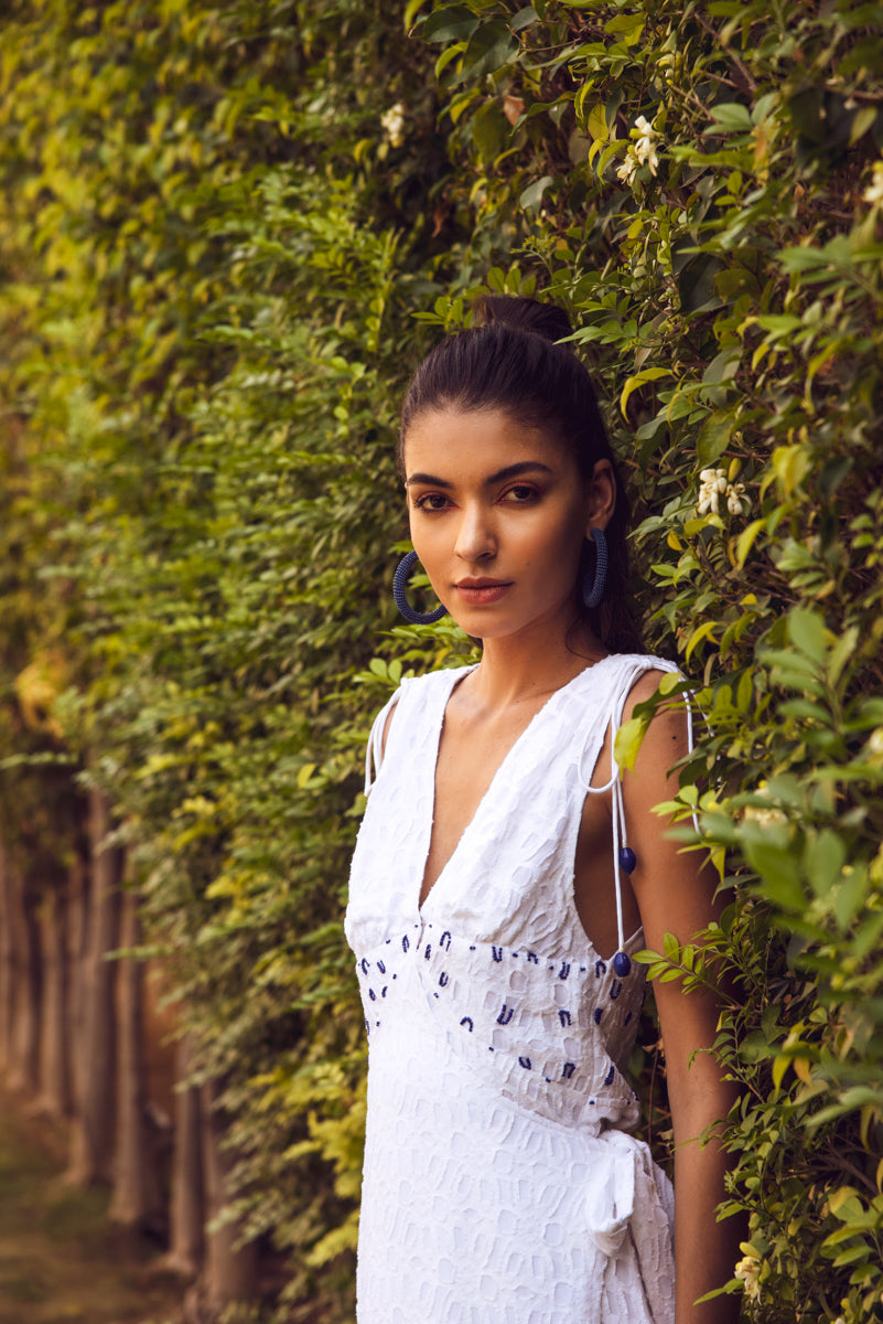 WHITE GAVI WRAP DRESS