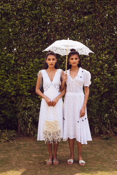 WHITE GAVI WRAP DRESS